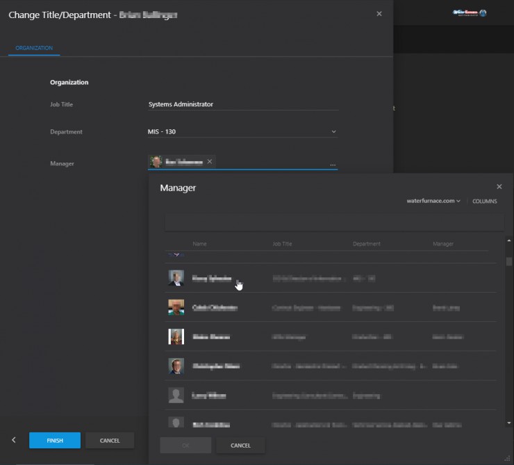 Example title-dept-mgr change